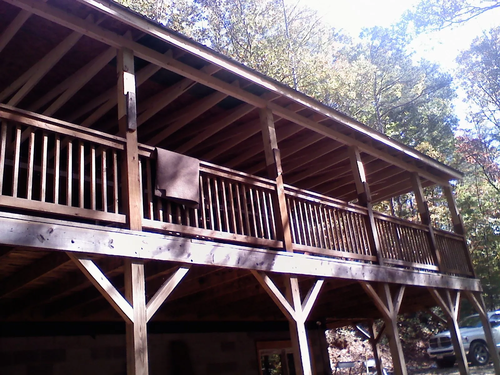 Timber framing under a new elevated porch and deck — Roof Leak Repair in Hickory by Roofing Brothers